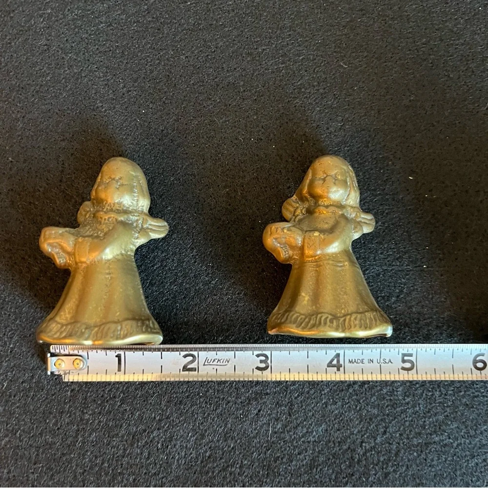 Mini Brass Angel Candle Holder Figurines 2 1/2